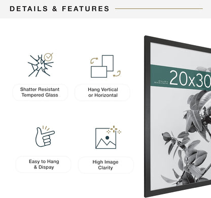 MCS Studio Gallery 16x24 Poster Frame Black Woodgrain Engineered Wood, Vertical & Horizontal Wall Hanging Large Picture Frame for Photos, Posters & Art Prints (1-Pack)