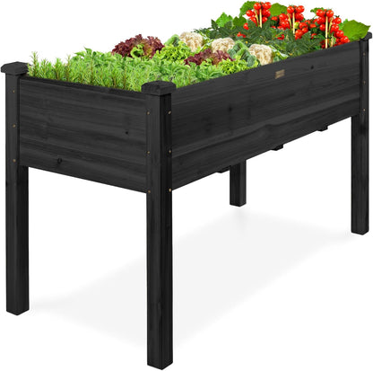 Best Choice Products 72x24x30in Raised Garden Bed, Elevated Wood Planter Box Stand for Backyard, Patio, Balcony w/Divider Panel, 6 Legs, 300lb Capacity - Natural
