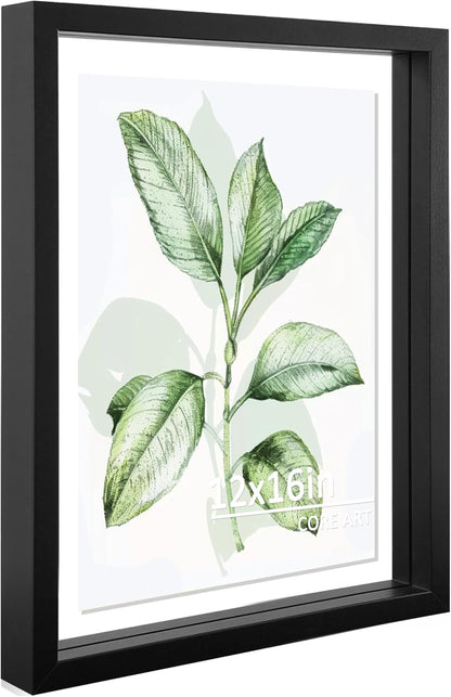 CORE ART 8x10 Floating Picture Frame,Double Plexglass Floating Frame for 5x7,4x6 Pictures,Wall or Tabletop Display,Black