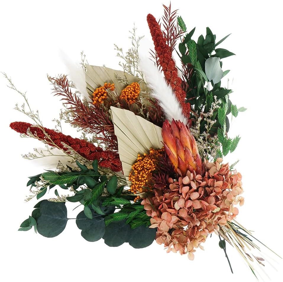 Blush Pink & Burgundy Dried Flower Bouquet, Cream Pampas Grass with Sage Green & Eucalyptus, Boho Dried Flowers for Wedding, Home Décor