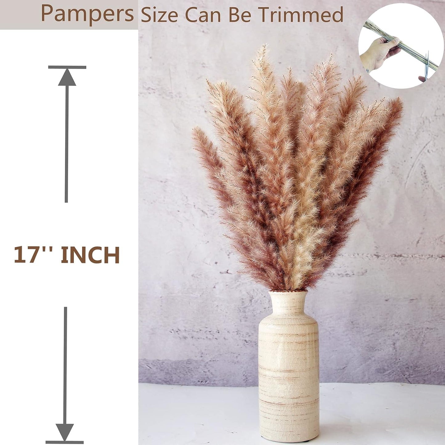 40" inch 10 Stems Pampas Grass Decor Tall, Pampas Grass Bouquet, Natural Dried Flowers for Wedding, Natural Home Decor, Wall Grass, Glam Decor