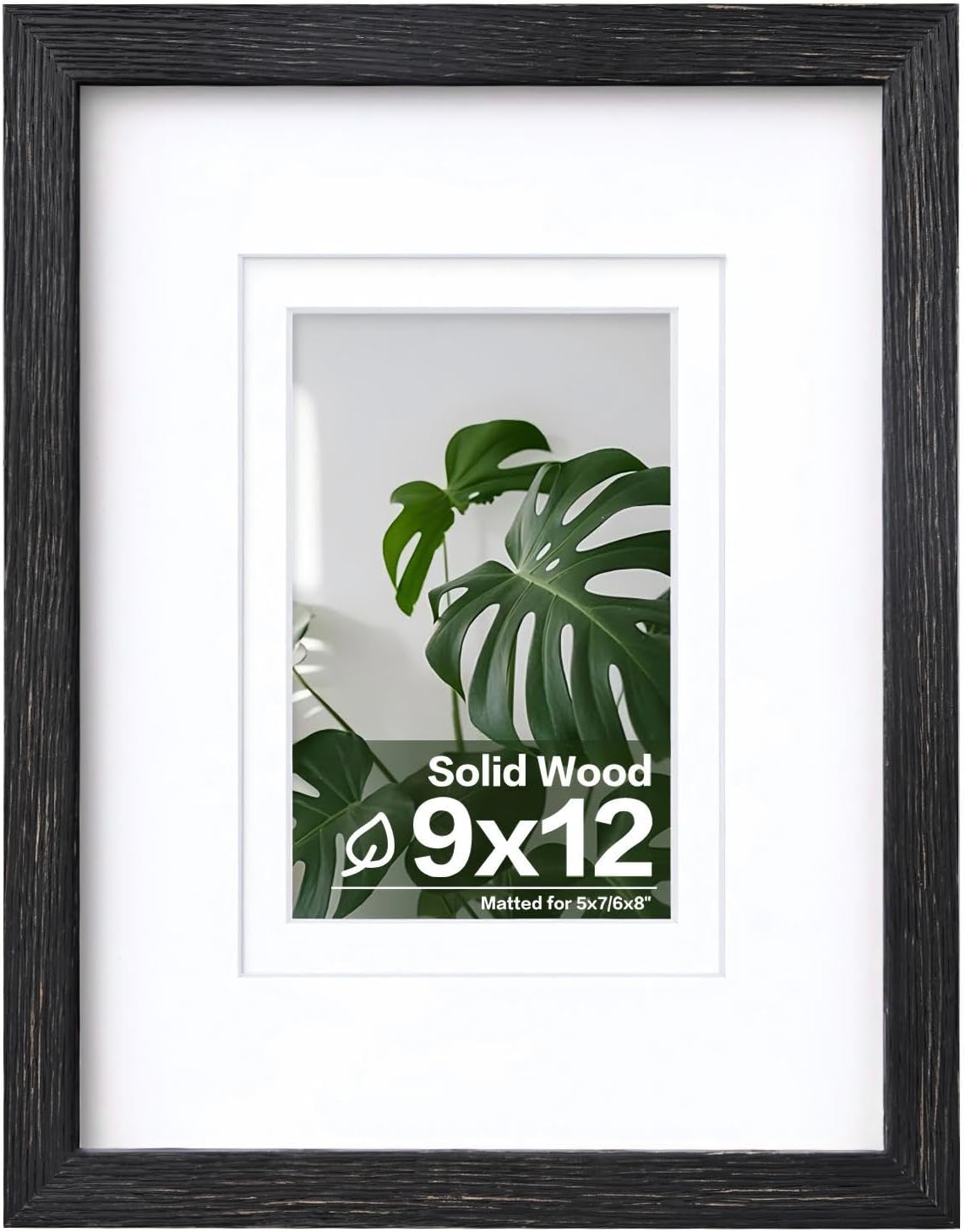 Egofine 12x16 Picture Frame Black, Covered by Plexiglass Made of Solid Wood, Display Pictures 9x12 and 11x14 with Mat or 12x16 Without Mat, for Wall Mounting Photo Frame - Colors A