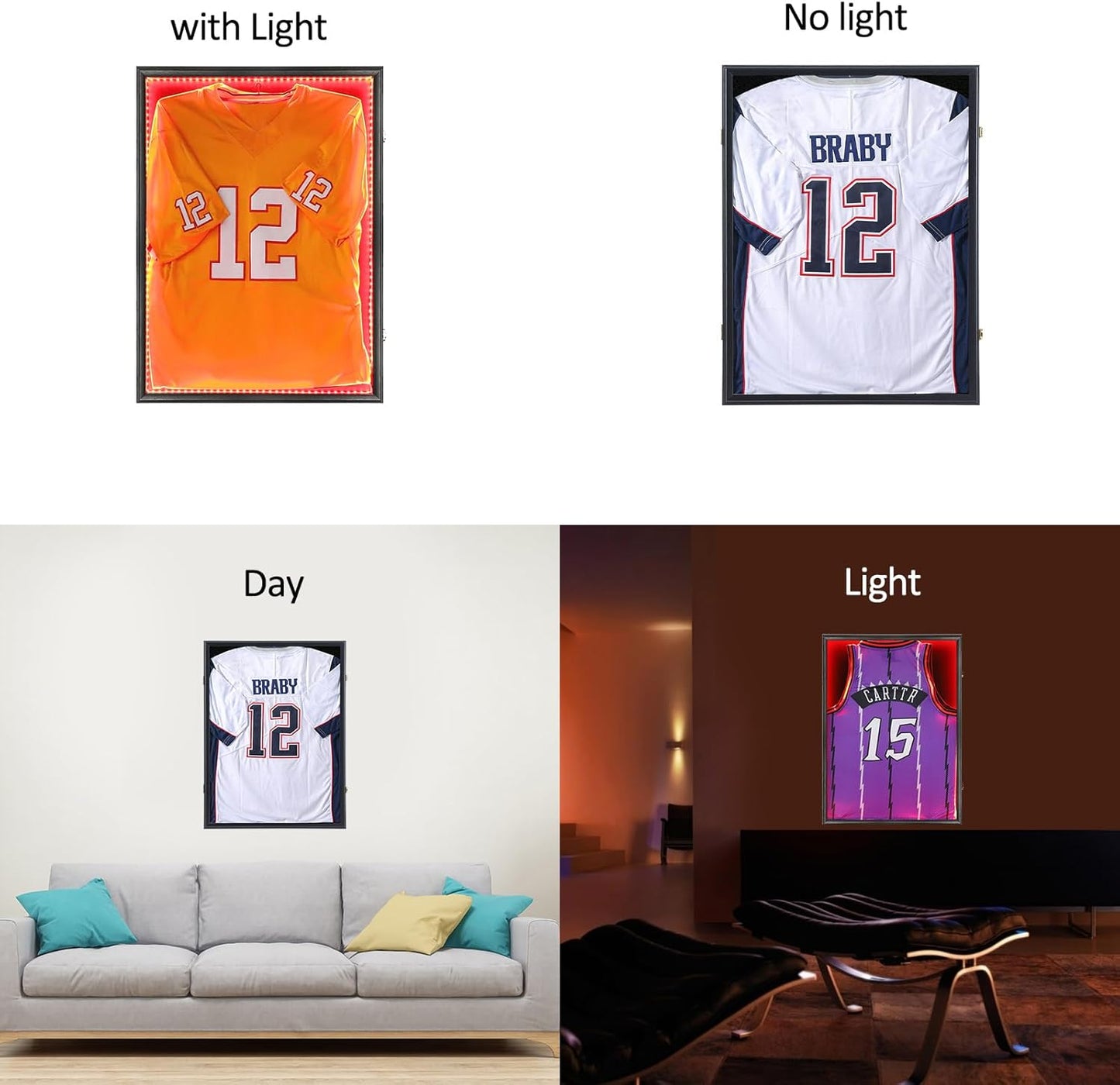 KCRasan Jersey Display Frame Case - Large Lockable Frames Shadow Box with UV Protection for Baseball Basketball Football Soccer Hockey Sport Shirt Matte Black Finish