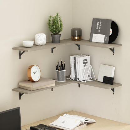 Furinno Rossi 5-Tier Wall Mount Floating Radial Corner Shelf, White