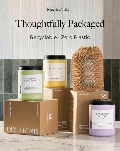 M&SENSE Eucalyptus & Mint Scented Jar Candle, Large 19.4oz Natural Soy Wax, 110-Hour Long Lasting Non-Toxic Clean Burning, Fresh Smelling Home Aromatherapy for Spa Stress Relief, Gifts for Men Women