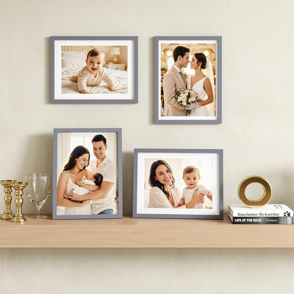 Egofine 12x16 Picture Frame Black, Covered by Plexiglass Made of Solid Wood, Display Pictures 9x12 and 11x14 with Mat or 12x16 Without Mat, for Wall Mounting Photo Frame - Colors B