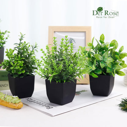 Der Rose 4 Pack Fake Plants Mini Artificial Greenery Potted Plants for Home Decor Indoor Office Table Room Farmhouse Bathroom Decor