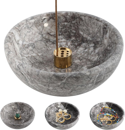Koville Italian Travertine Incense Holder, 6" Incense Holders for Sticks, Sturdy Incense Burner Ash Catcher, Ideal for Meditation, Relaxing, Easy to Clean
