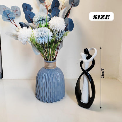 Couple Statue for Home Decor,Hugging Couple Figurines,Valentines Decor,Modern Romantic Sculptures for Living Room Bedroom Office(White+Black)