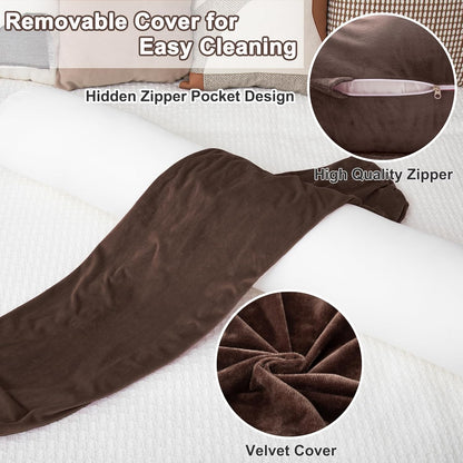 1 MIDDLE ONE Body Pillow for Adults, Bolster Pillow with Removable Velvet Cover, Long Round Cervical Roll Pillow, 47 x 7.87 Inches, Grey
