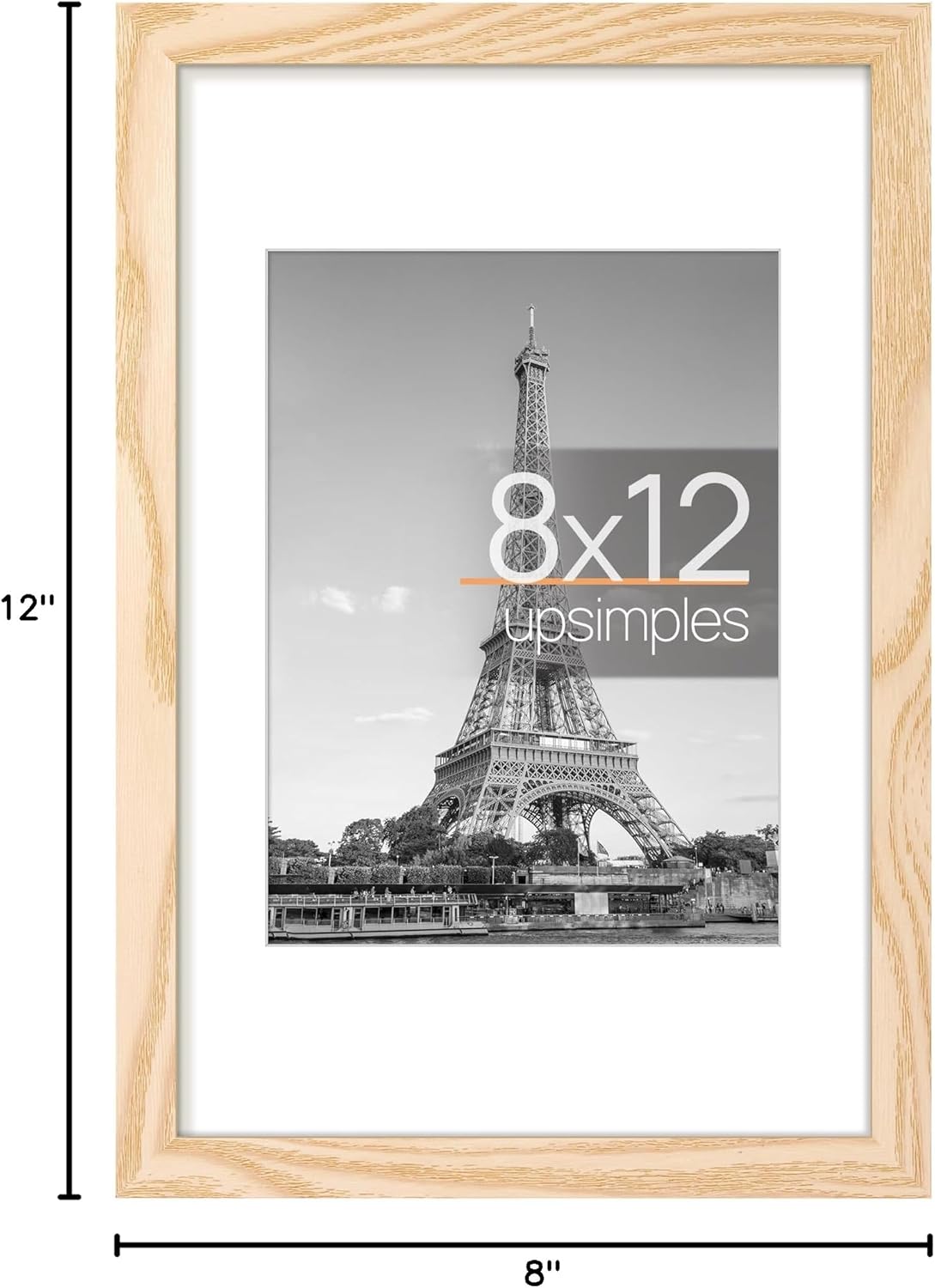 upsimples 8x10 Picture Frame, Display Pictures 5x7 with Mat or 8x10 Without Mat, Wall Hanging Photo Frame, Black, 1 Pack - Colors A
