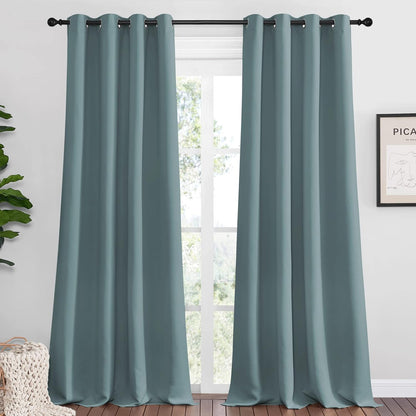NICETOWN Halloween Pitch Black Solid Thermal Insulated Grommet Blackout Curtains/Drapes for Bedroom Window (2 Panels, 42 inches Wide by 63 inches Long, Black) - Colors C