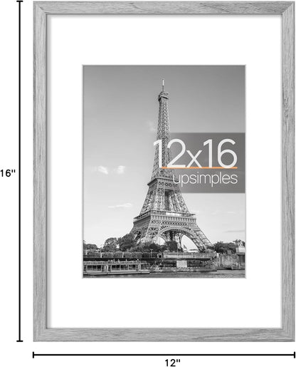 upsimples 8x10 Picture Frame, Display Pictures 5x7 with Mat or 8x10 Without Mat, Wall Hanging Photo Frame, Black, 1 Pack - Colors A
