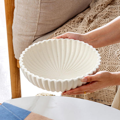 Large Decorative Fruit Bowl for Kitchen Counter, Sandstone Look Modern Minimalist Snack Candy Bowl for Table Centerpiece Decor, Home, Office, Hotel, Entryway (Beige)