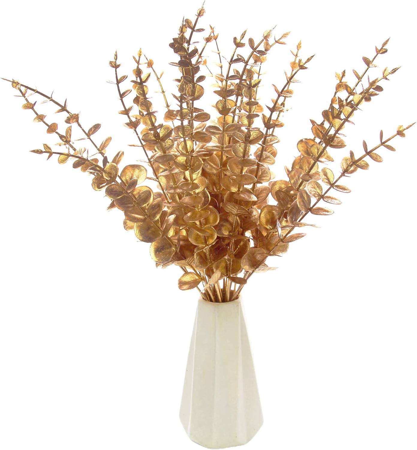Tinsow 5 Pcs Real Touch Leaf Artificial Eucalyptus Stem Faux Eucalyptuses Wedding Bouquet Centerpiece Home Decor (Green)