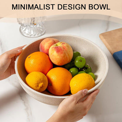 Large Decorative Fruit Bowl for Kitchen Counter, Sandstone Look Modern Minimalist Snack Candy Bowl for Table Centerpiece Decor, Home, Office, Hotel, Entryway (Beige)