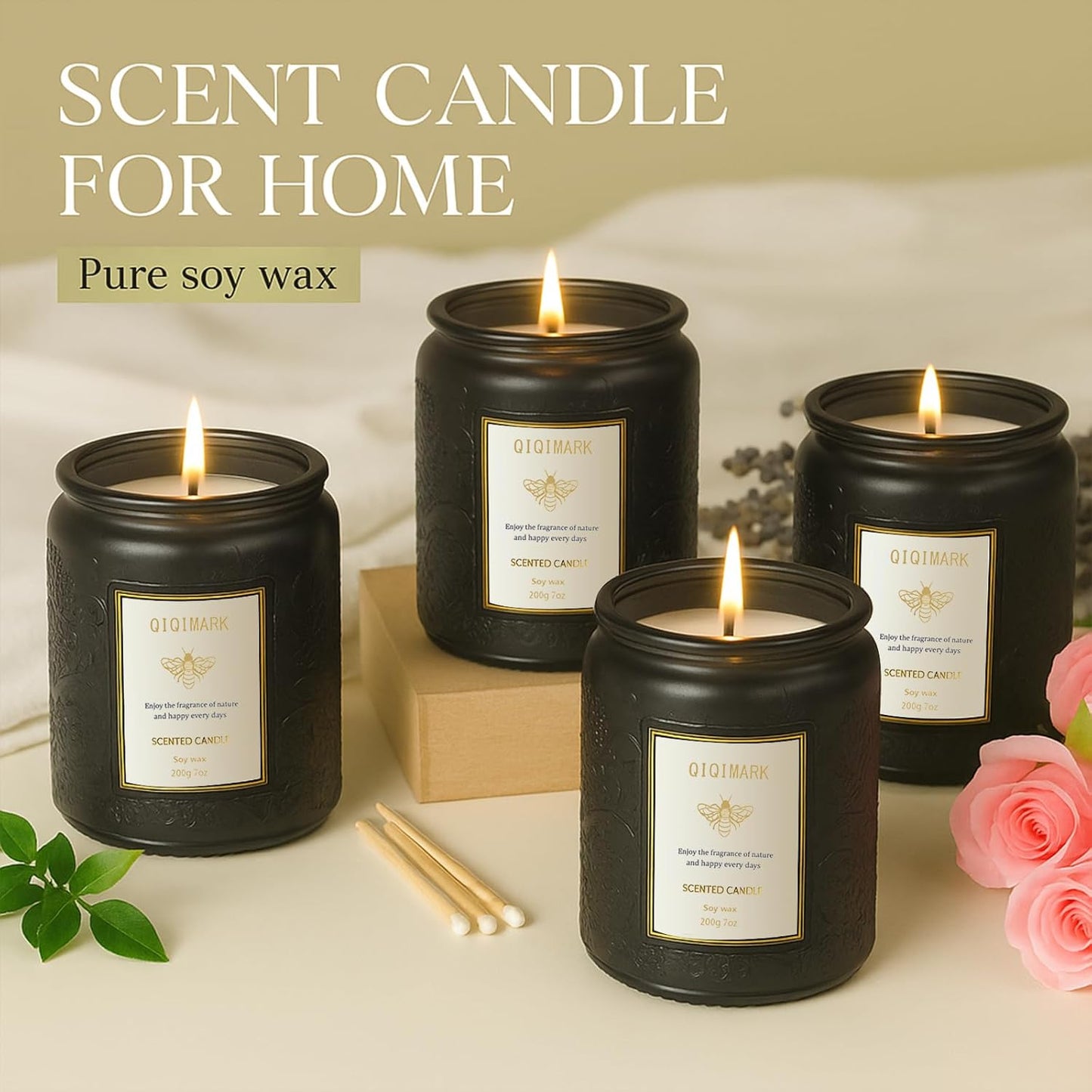 Mother’s Day Candles Gift Set for Mom, Natural Soy Wax Scented Jar Candles 6-Pack, Aromatherapy Candles for Home, 42oz 300 Hours Long Lasting, Gifts for Women