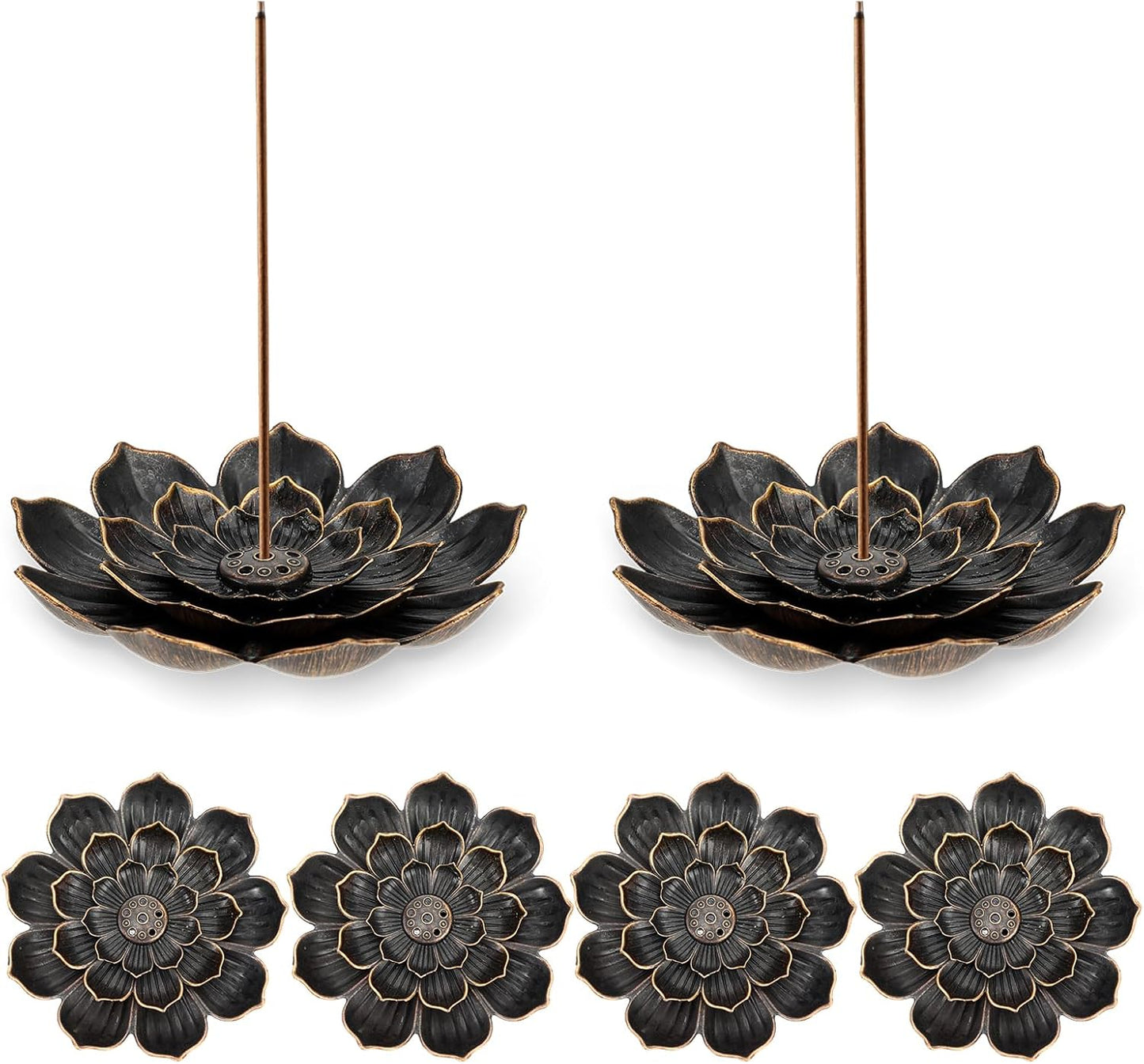 6 Pieces Incense Holder Lotus Incense Stick Holder Burner for Home Fragrance Yoga Sauna SPA Vintage Flower Shaped Multihole Holders for Stick
