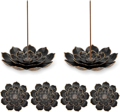 6 Pieces Incense Holder Lotus Incense Stick Holder Burner for Home Fragrance Yoga Sauna SPA Vintage Flower Shaped Multihole Holders for Stick