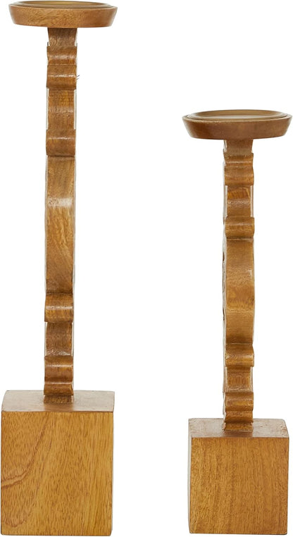 Deco 79 Metal Abstract Decorative Candle Holder Mushroom Inspired Candle Stand, Set of 2 Candlestick Holder 11", 14"H, Gold