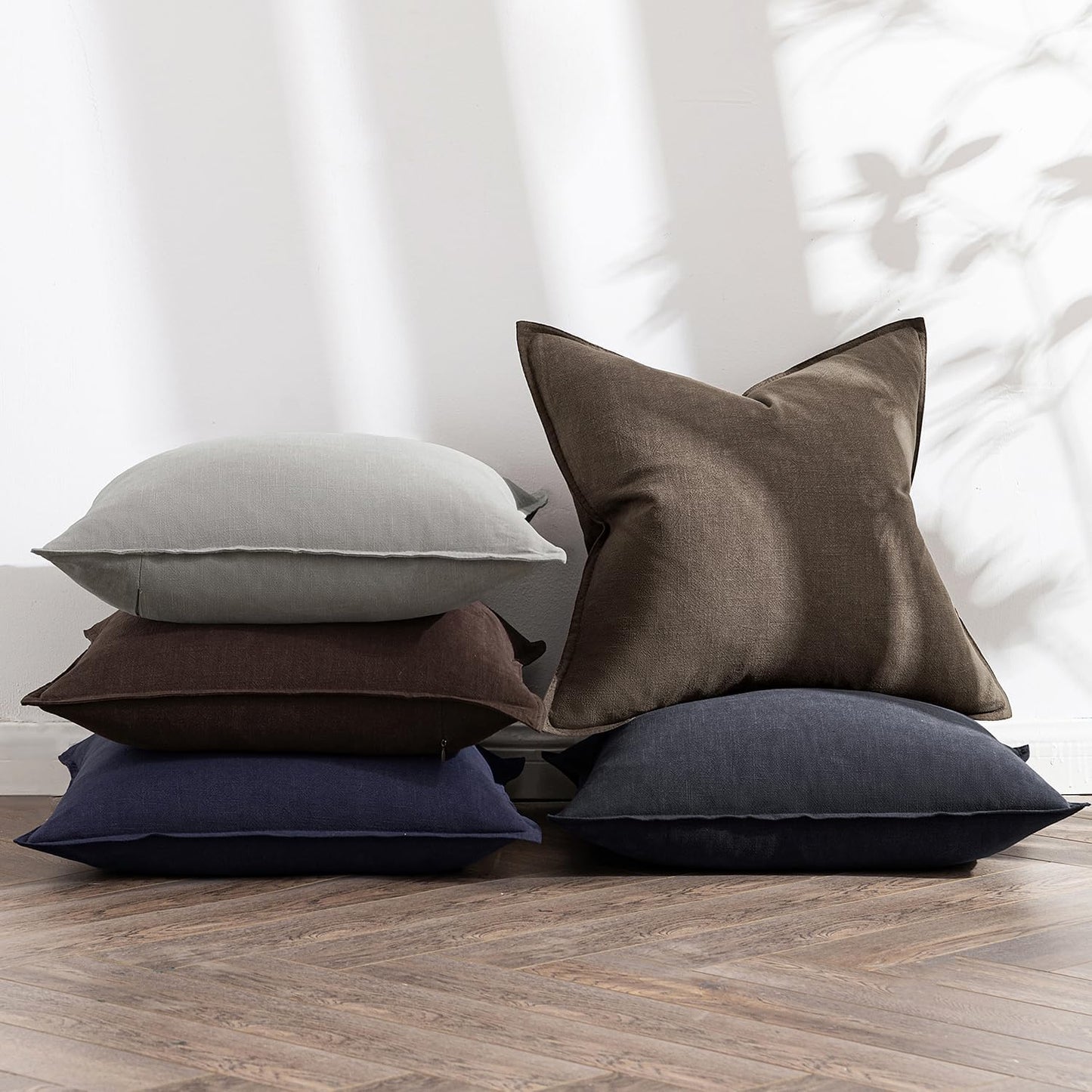 MIULEE Decorative Linen Euro Sham Pillow Covers 26x26 Cream White Boho Farmhouse Neutral Couch Throw Pillows for Bed Pack of 2 Accent Modern Pillowcase Sofa Livingroom Home Decor