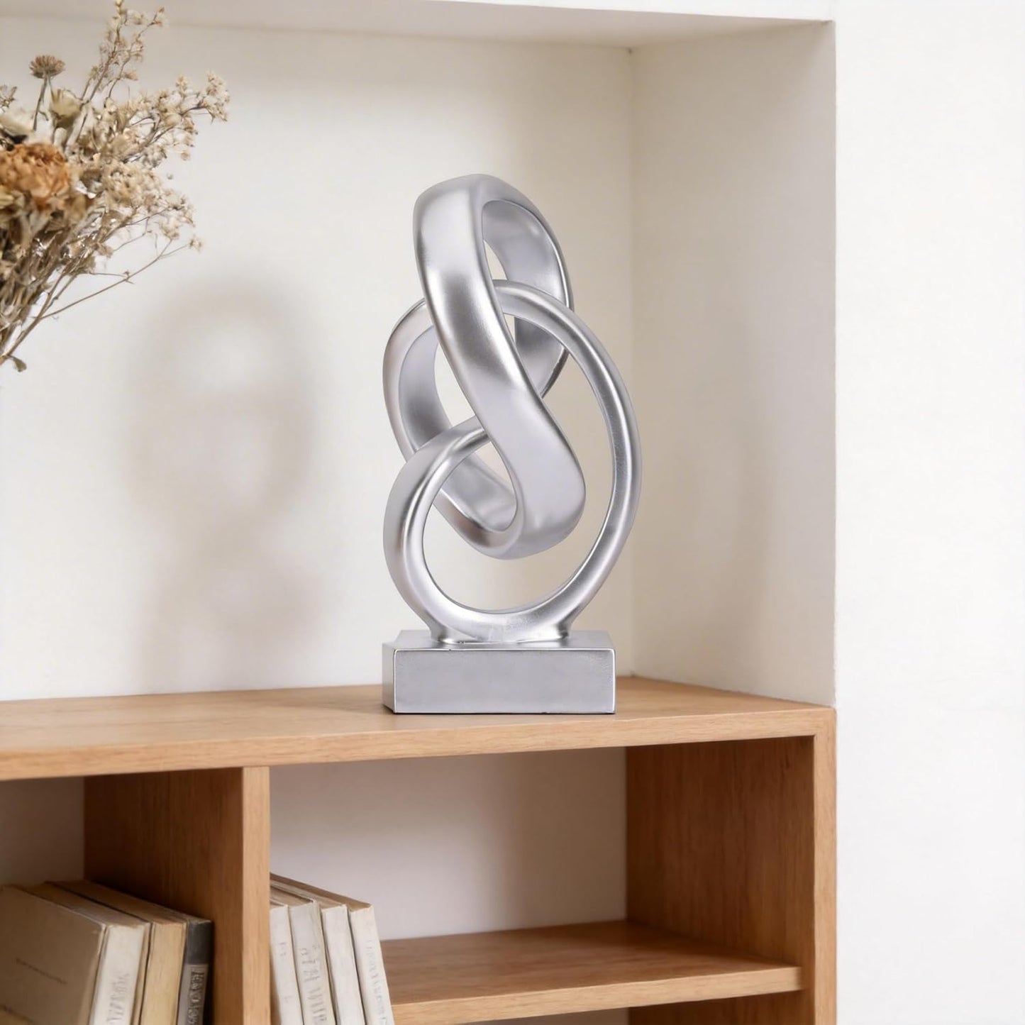 Modern Abstract Knot Sculpture, Artistic Mobius Inspired Resin Decor, Elegant Home and Office Decor, Perfect for Shelves, Desktops, and Mantles, Ideal Gift for Birthdays, Housewarmings (Black)