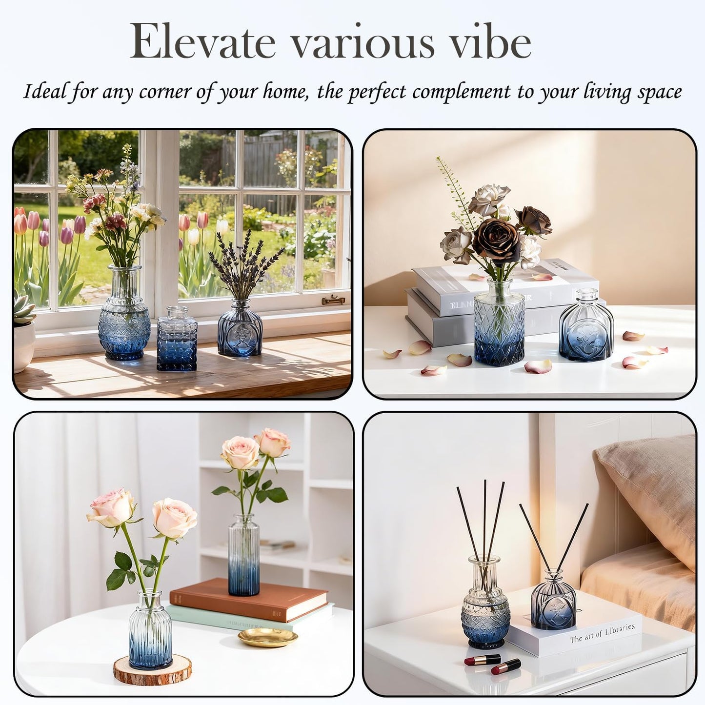 Clear Glass Bud Vase Set of 12 Pcs,Small Bud Vases in Bulk,Glass Crystal Flower Vases Table Centerpieces for Party Event Wedding Decor Baby Shower Decorations (Clear, 12 Pcs)