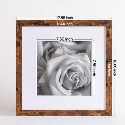 eletecpro 12x12 Picture Frames Set of 9 with Clear Acrylic Cover, Display 8x8 Photos with Mat or 12x12 Without, Classic and Sturdy Square Collage Gallery Wall Decor, Easy Wall Mount, Black