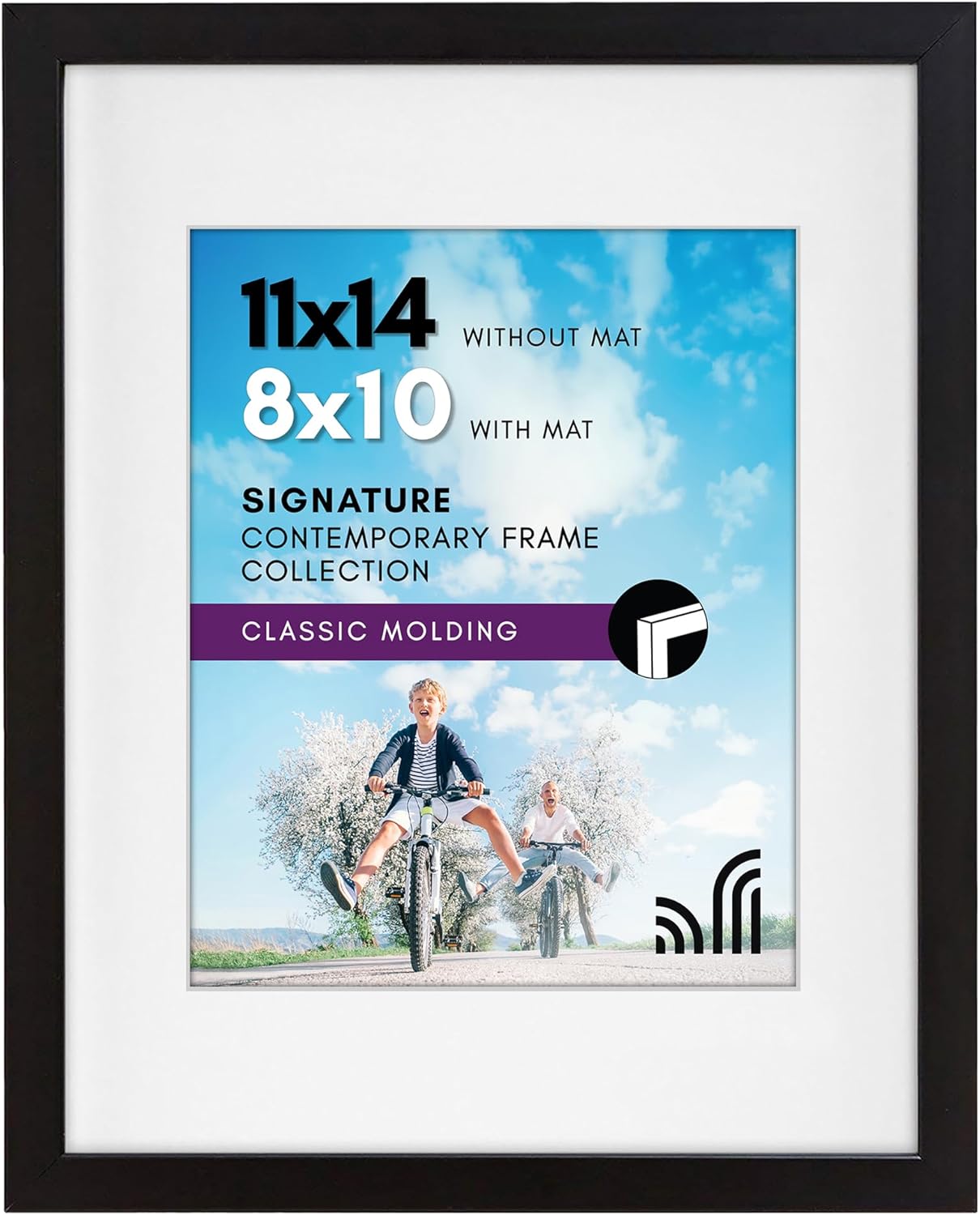 Americanflat 8x10 Picture Frame with Shatter-Resistant Glass - Use as 5x7 Frame with Mat or Display 8x10 Photo Without Mat - Signature Collection - Picture Frames for Tabletop and Wall Display - Black