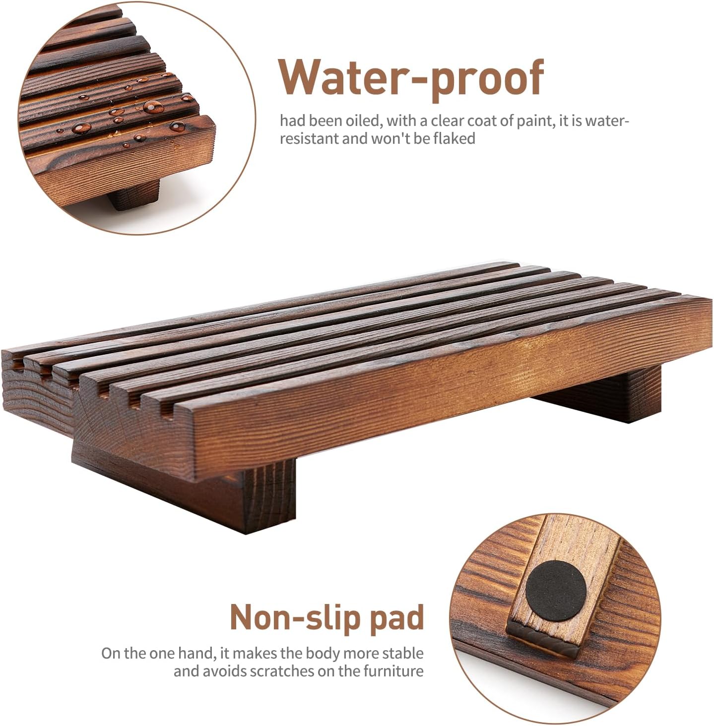 Renawe Farmhouse Bathroom Counter Tray Wood Display Pedesta Stand Kitchen Countertop Trays Decorative Wooden Riser Dish Soap Dispenser Holder for Bathroom Sink Accessories Kitchen Decor Vanity Tray