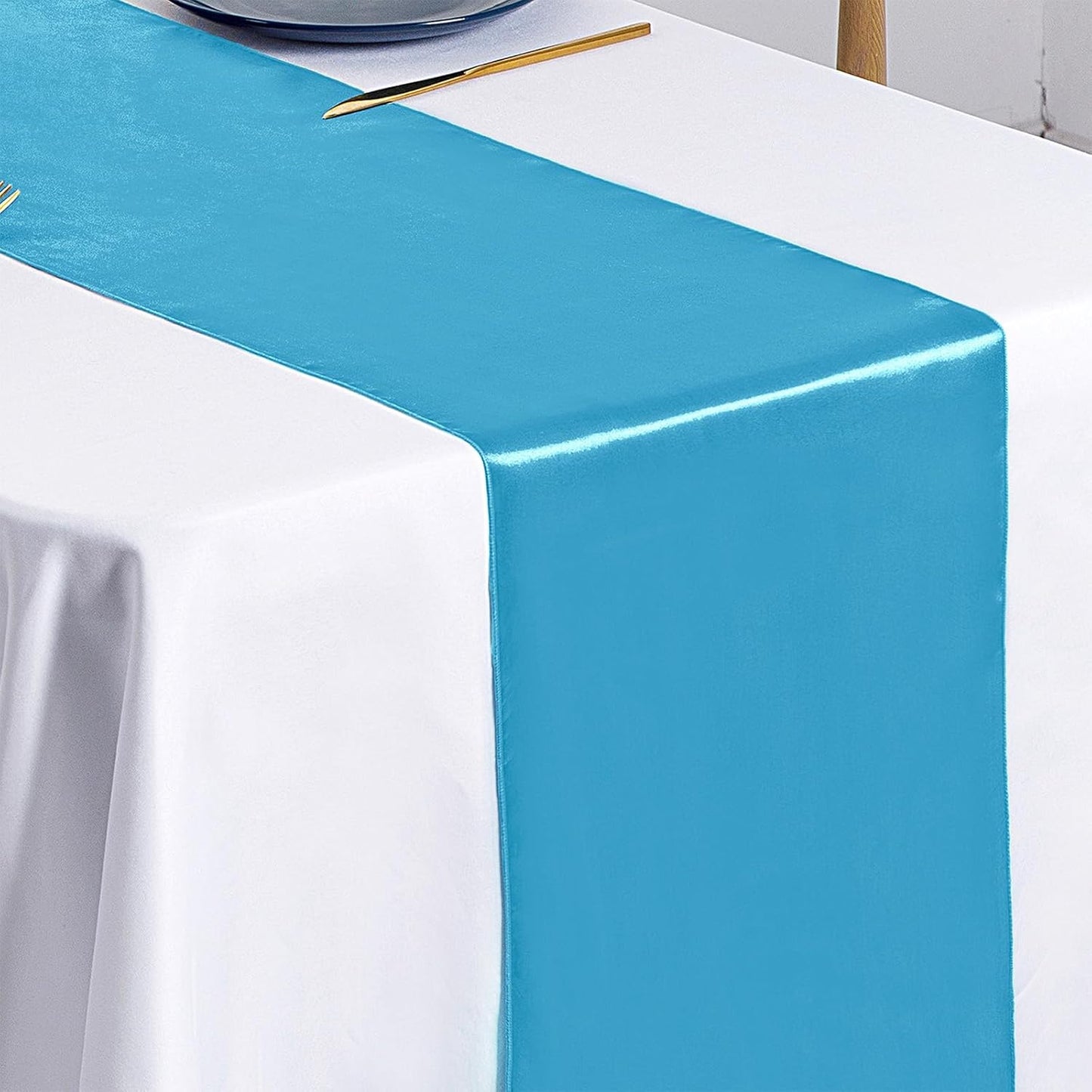 SiinvdaBZX 4 Pcs Royal Blue Satin Table Runner 12 x 108 inches Long, Bright Smooth Satin Wedding Table Runner Decorations for Birthday Parties, Buffet, Banquets, Graduations, Engagements