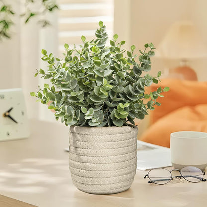 Hopewood Faux Plants, Small Fake Plant for Bathroom, Decorative Artificial Plants for Farmhouse Desk Shelf Decor with A Weave Basket (9.8inch)