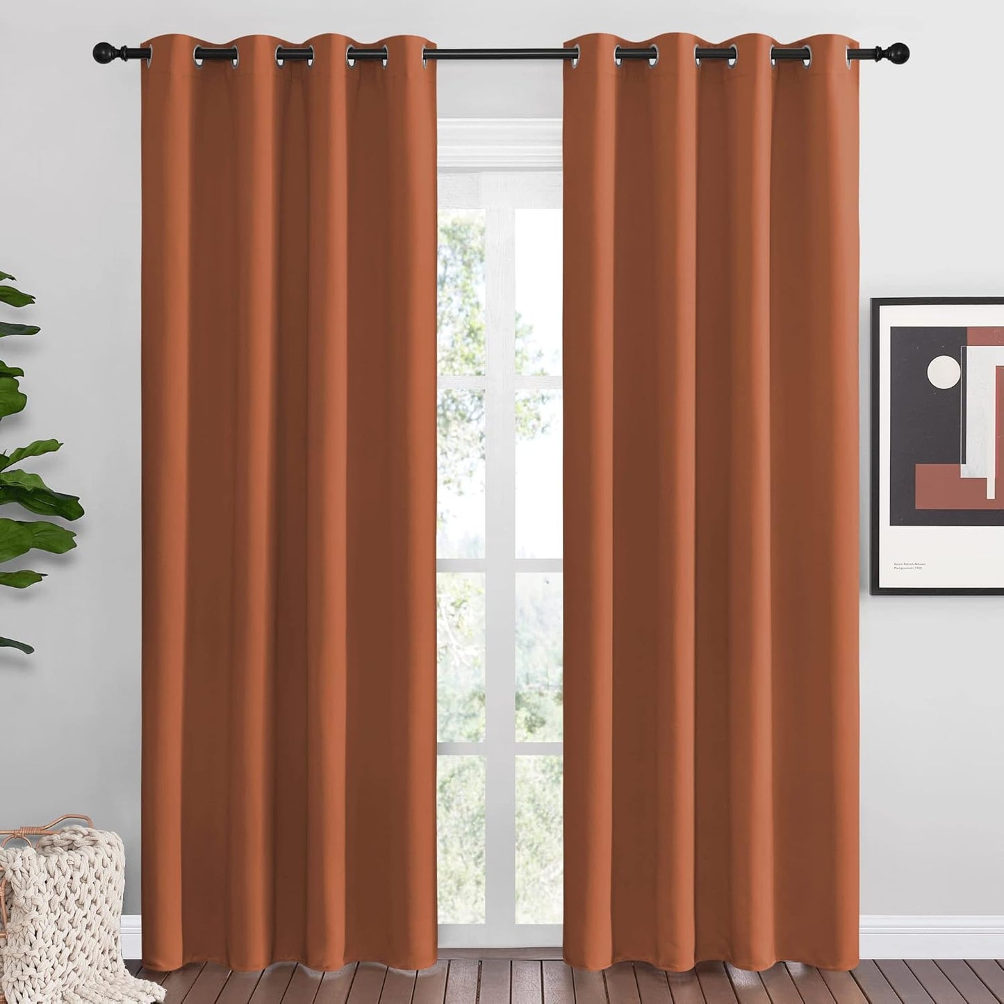 NICETOWN Halloween Pitch Black Solid Thermal Insulated Grommet Blackout Curtains/Drapes for Bedroom Window (2 Panels, 42 inches Wide by 63 inches Long, Black) - Colors B