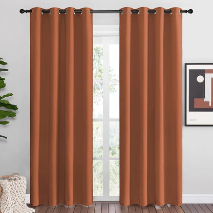NICETOWN Halloween Pitch Black Solid Thermal Insulated Grommet Blackout Curtains/Drapes for Bedroom Window (2 Panels, 42 inches Wide by 63 inches Long, Black) - Colors B