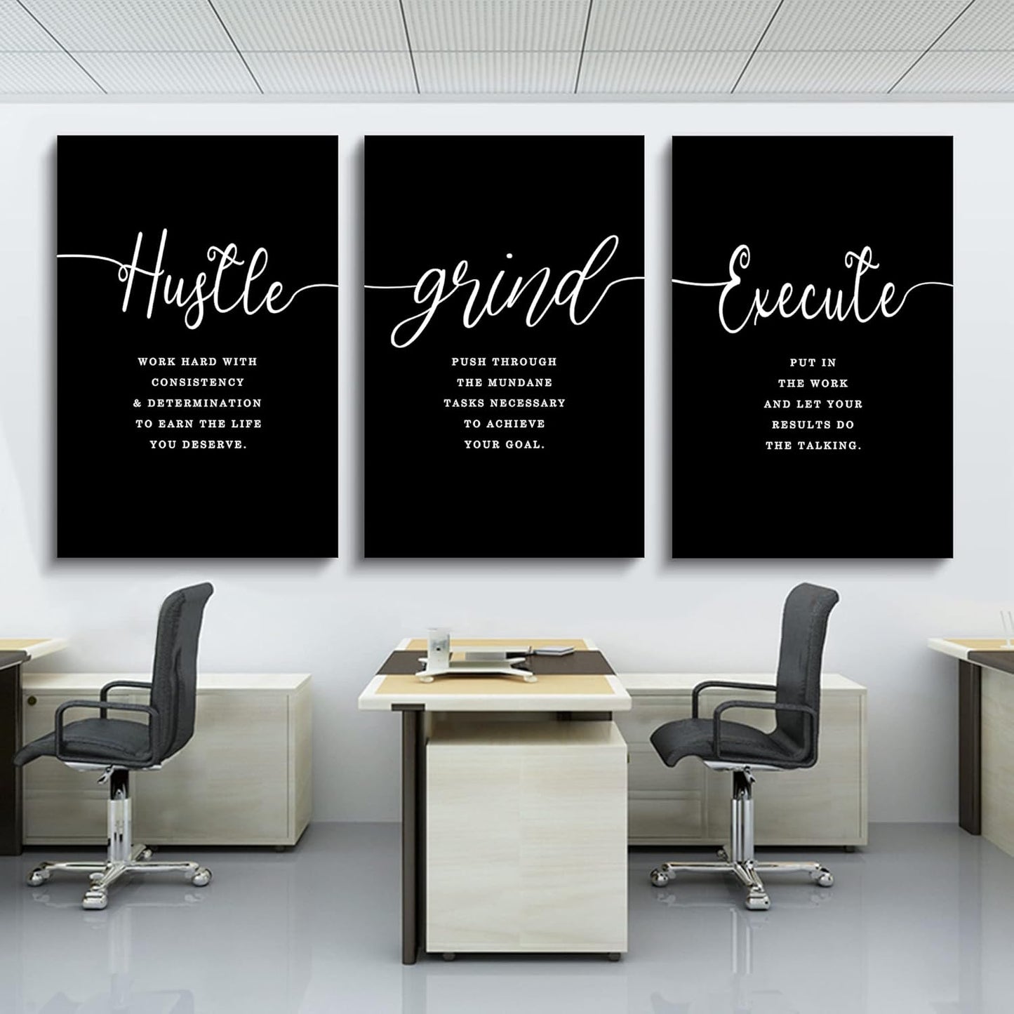 Inspirational Canvas Painting Wall Art -EPHANY ART,Mindset Quotes Prints, Success Framed Entrepreneur Poster Positive Quotes Wall Poster for Home Office Workplace (M-3pcs,12x16inchx3pcs)