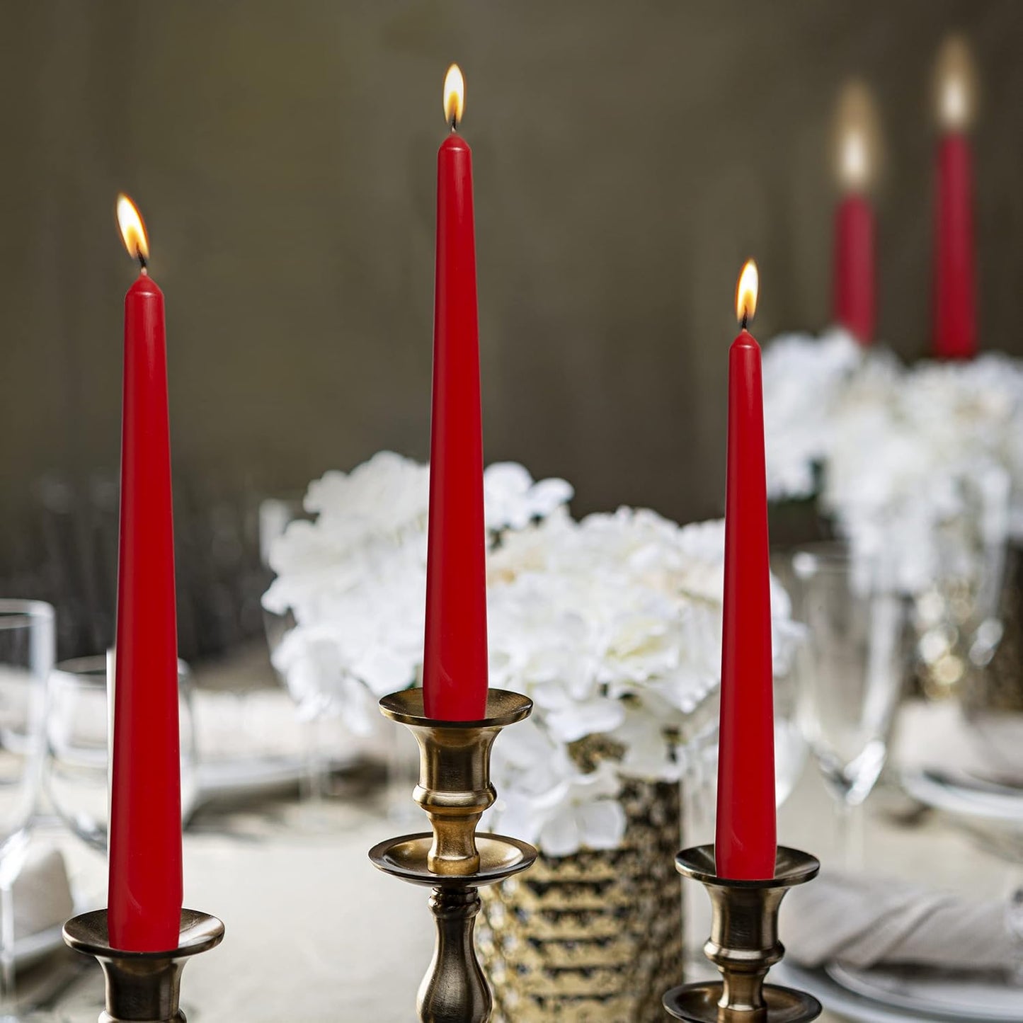 BOLSIUS Ivory Taper Candles - 10 Pack Unscented 10 Inch Dinner Candle Set - 8 Hours Burn Time - Premium European Quality - Smokeless and Dripless Household, Wedding, Party, and Home Décor Candlesticks