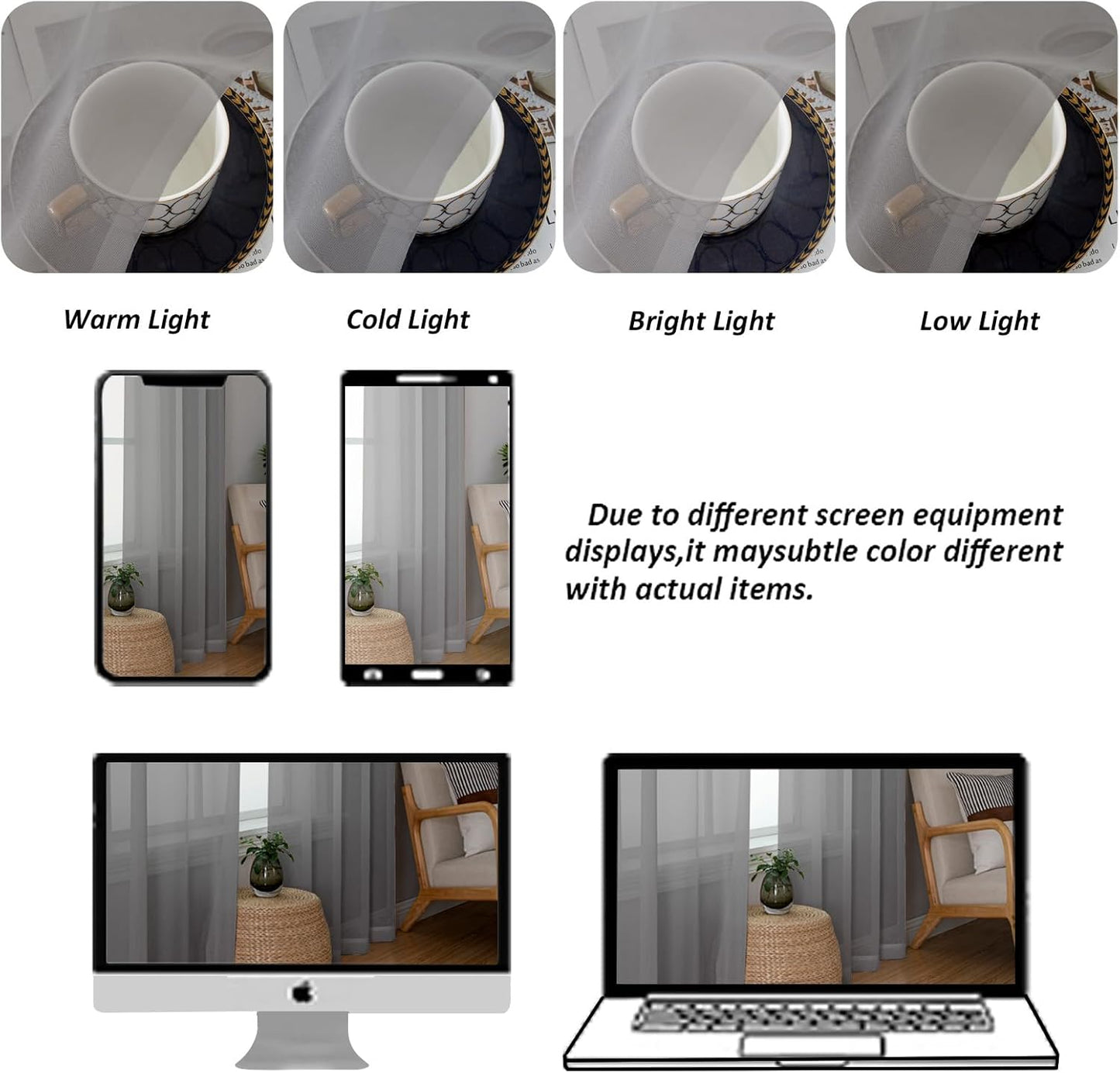 Chyhomenyc Sheer White Valances for Windows 2 Pack, Small Window Curtains for Living Room Bathroom Cafe Laundry Basement, Modern Top Dual Rod Pocket Voile Curtain, 42W x 14L inches, White - Colors C