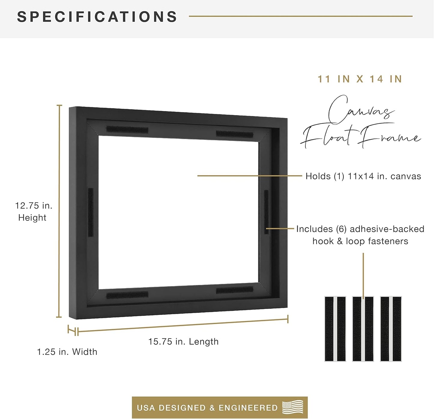 MCS Canvas Float Frames 8x10 Frame, Black Frame for Finished Canvases, Vertical & Horizontal Wall Hanging Frame with Adhesive for Canvas Paintings (1-Pack)