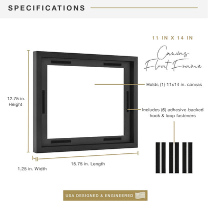 MCS Canvas Float Frames 8x10 Frame, Black Frame for Finished Canvases, Vertical & Horizontal Wall Hanging Frame with Adhesive for Canvas Paintings (1-Pack)
