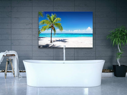 Baisuart S02250 Canvas Prints Wall Art Beach Sunset Ocean Waves Nature Pictures Stretched Canvas Wooden Framed for living Room Bedroom and Office