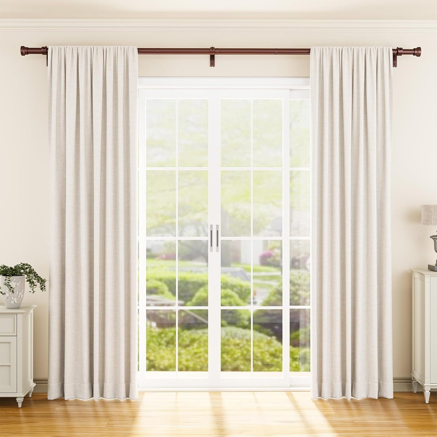 YaFex Curtain Rods 2 Pack 32-144 Inch, Heavy Duty 1 Inch Curtain Rod, Black Extra Long Adjustable Window Treatment Rods, Modern Design, Easy Installation
