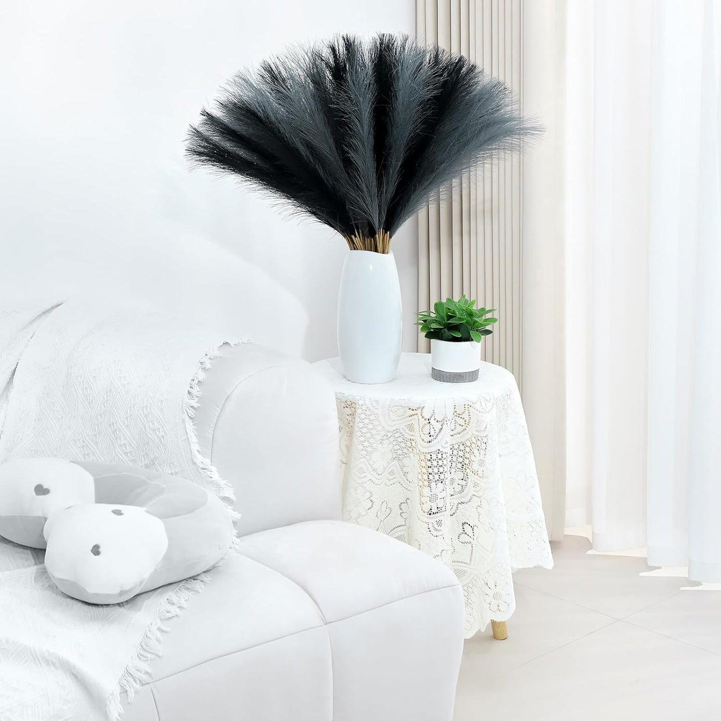 Pampas Grass Decor 30 Pcs 21.7 Inch Faux Brown Pampas Grass Bulk Artificial Dried Flowers Small Vase Filler Pompas Grass.