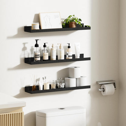 upsimples 6 Pack Wooden Floating Shelves, Wall Storage Decor Shelf for Bathroom, Bedroom, Living Room, Kitchen, Office and Laundry Room, Wall Mounted Display Hanging Shelf, Brown