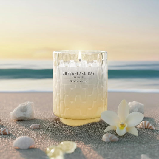 Chesapeake Bay, 11oz Marine Drift Scented Candle, Mood Evoking Fragrance, Textured Sea Glass-Inspired Jar, Premium Soy Blend Wax with Essential Oils, Coastal Fragrance for Home Décor or Gifting