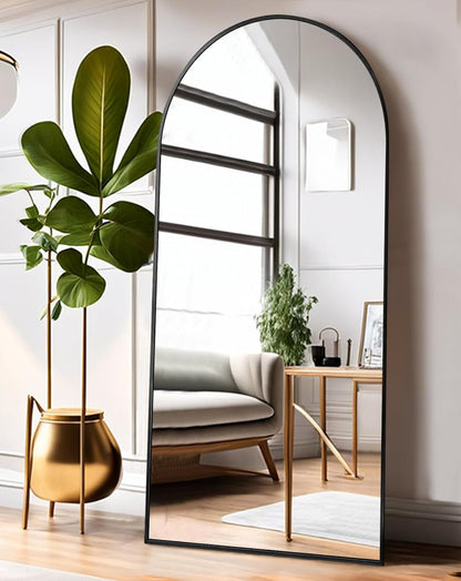ITSRG Floor Mirror, Full Length Mirror with Stand, Arched Wall Mirror, Gold Floor Mirror Freestanding, Wall Mounted Mirror for Bedroom Living Room, Gold