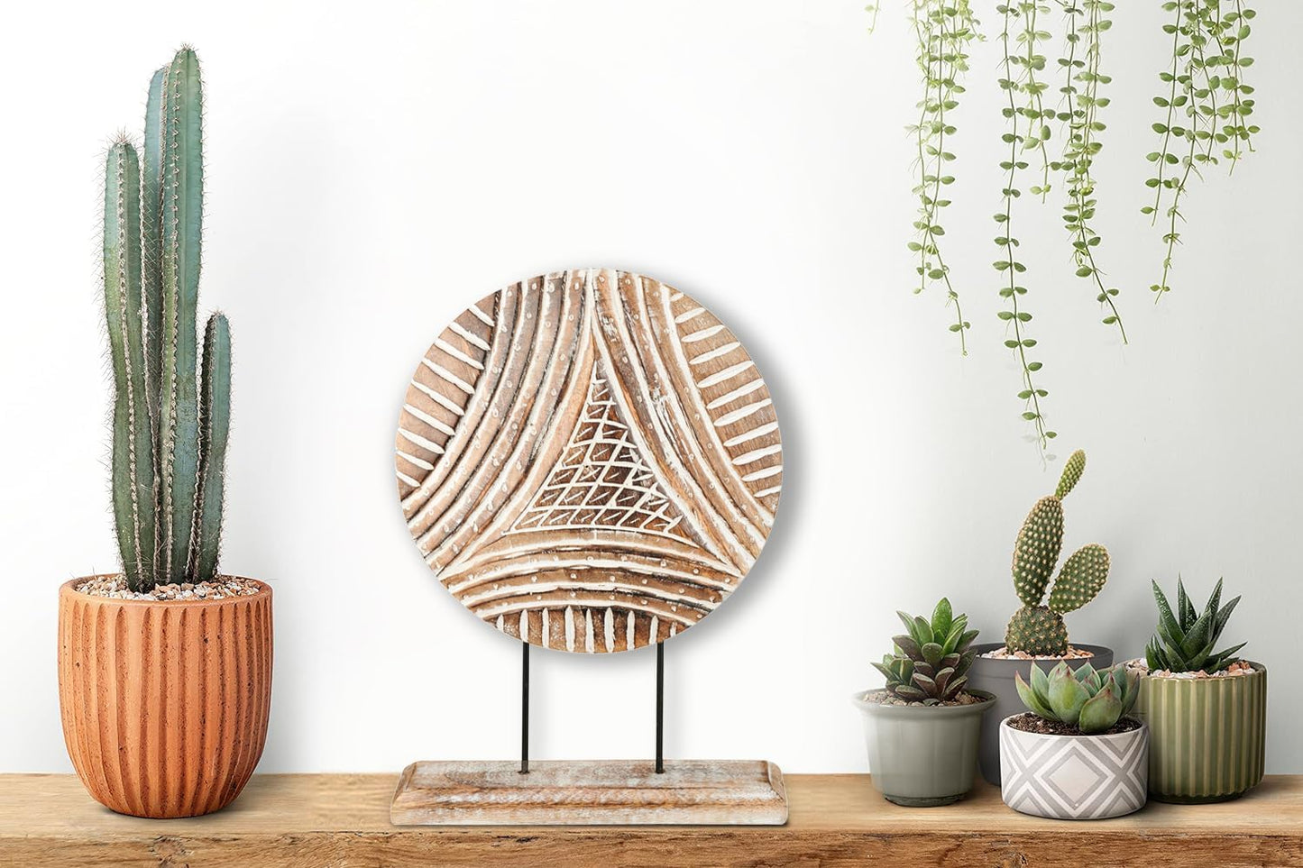 Housewarming Gifts Farmhouse Table Sculpture Home Decor Statue Mandala Carved for Modern Home 10" x 14", Living Room, Fireplace Mantel Shelf, Table and Entryway Decor Stand (Design 1)