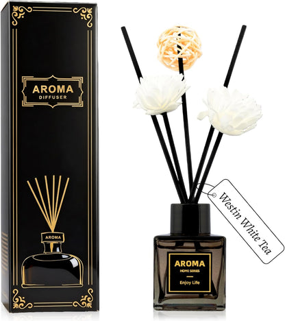 Reed Diffuser Set, 1.7 fl oz Scent Diffuser with Sticks, Jasmine Scent for Bathroom Accessories Shelf Decor, Air Fresheners for Home, Home Fragrance Products, House Office Room Decor Aesthetic Gift
