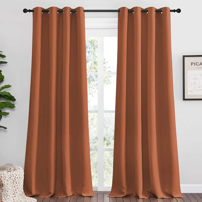 NICETOWN Halloween Pitch Black Solid Thermal Insulated Grommet Blackout Curtains/Drapes for Bedroom Window (2 Panels, 42 inches Wide by 63 inches Long, Black) - Colors B