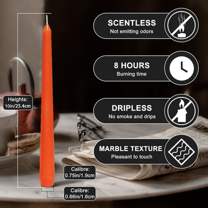 4 Pack White Taper Candles丨Taper Candles 10 Inch Dripless丨Unscented & Smokeless Candlesticks Bulk丨7-8 Hours Long Burning Tall Candles丨Ideal for Christmas Weddings Parties Dinner