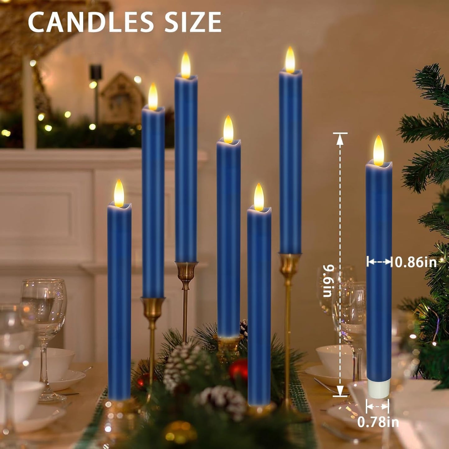 KSWING Upgraded Real Wax Short LED Flameless Taper Candles with Remote, 6 PCS White Candlesticks Battery Operated 3D Flickering - 6" Realistic Fake Candle Sticks for Home/Wedding/Fireplace Xmas Decor